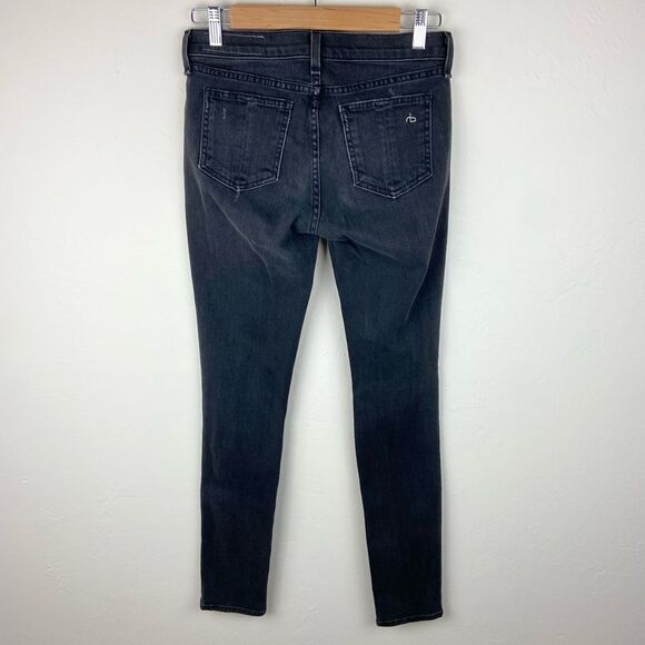 Rag & Bone Skinny Stretch Distressed Jeans - Black - Picture 6 of 8